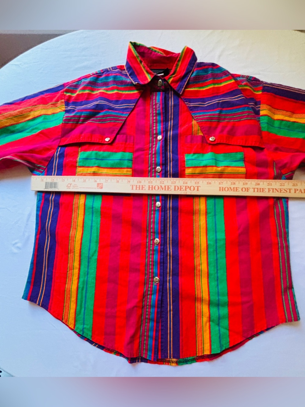 Roughrider Circle Y Button Up Shirt Vintage 100% Cotton Colorful Women’s - Picture 7 of 14